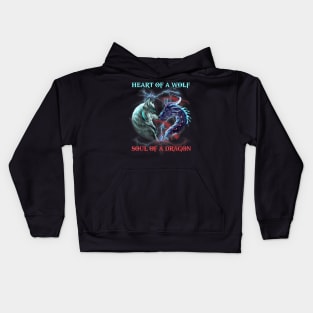 Heart Of Wolf Soul Of A Dragon - Cool dragon - Wolf Warrior Kids Hoodie